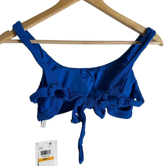 Becca Jocelyn Blue Ribbed O-Ring Two Piece Bikini Swimsuit Set Size Small - Picture 8 of 15